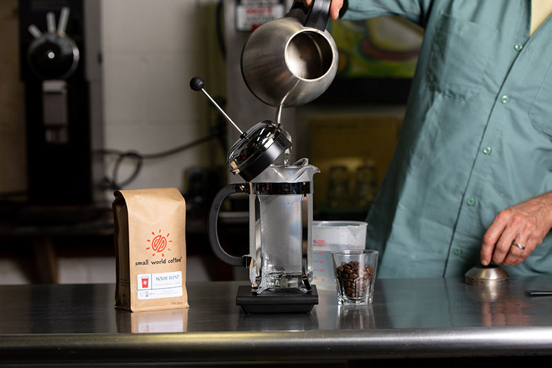 Preheat your French Press with hot water.